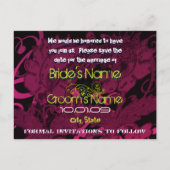 Carte Postale Faire-part Enregistrer la date - Rasberry Floral Distressed - (Dos)