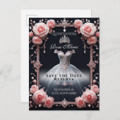 Carte Postale Faire-part Enregistrer la date/ Réserver Espagnol Quinceañera (Devant / Derrière)