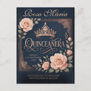 Carte Postale Faire-part Enregistrer la date/ Réserver Espagnol Quinceañera