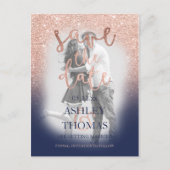 Carte Postale Faire-part Enregistrer la date rose or parties scintillant ma (Devant)