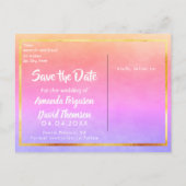 Carte Postale Faire-part Enregistrer la date rose violet rose rose mariage (Dos)