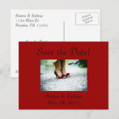 Carte Postale Faire-part Enregistrer la date, rouge (Devant / Derrière)