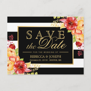 Carte Postale Faire-part Enregistrer la date - Rustic Autumn Gold Floral St