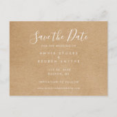 Carte Postale Faire-part Enregistrer la date Rustic Kraft photo de script m (Dos)