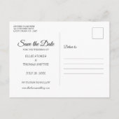 Carte Postale Faire-part Enregistrer la date Script Photo Modern Simple (Dos)