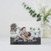 Carte Postale Faire-part Enregistrer la date Script Photo Modern Simple (Debout devant)