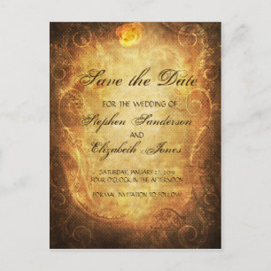 Carte Postale Faire-part Enregistrer La Date Steampunk Vintage Antique Rose