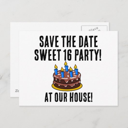 CARTE POSTALE FAIRE-PART ENREGISTRER LA DATE SUEET 16 ENTRETIENS D'ANNIVERS (Devant / Derrière)