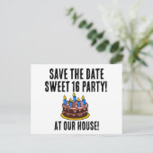 CARTE POSTALE FAIRE-PART ENREGISTRER LA DATE SUEET 16 ENTRETIENS D'ANNIVERS (Debout devant)