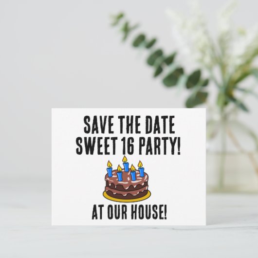 CARTE POSTALE FAIRE-PART ENREGISTRER LA DATE SUEET 16 ENTRETIENS D'ANNIVERS (Debout devant)