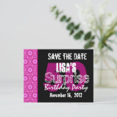 Carte Postale Faire-part Enregistrer la date Surprise 50th Party rose V451 (Debout devant)