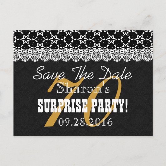 Carte Postale Faire-part Enregistrer la date SURPRISE 70e anniversaire P03C (Devant)