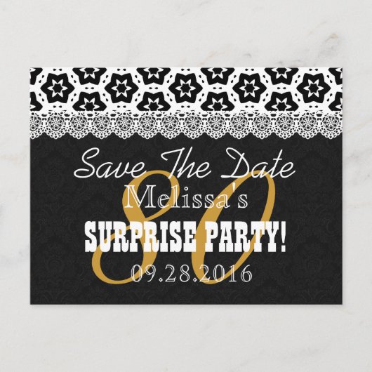 Carte Postale Faire-part Enregistrer la date SURPRISE 80e anniversaire P04C (Devant)