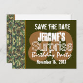 Carte Postale Faire-part Enregistrer la date Surprise 80e partie CAMO V02 (Devant / Derrière)