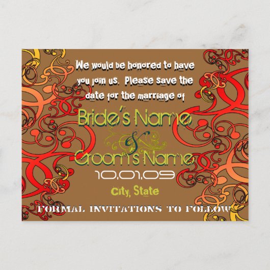 Carte Postale Faire-part Enregistrer la date - Swirl Distressed (Dos)