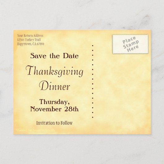 Carte Postale Faire-part Enregistrer la date Thanksgiving Poem Postcard (Dos)