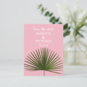 Carte Postale Faire-part Enregistrer la date Tropical Palm Frond Mariage fe (Debout devant)
