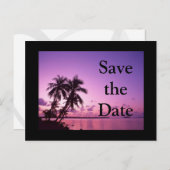Carte Postale Faire-part Enregistrer la date Tropical Purple (Devant / Derrière)