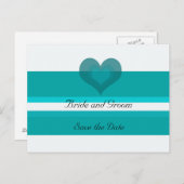 Carte Postale Faire-part Enregistrer la date turquoise triée (Devant / Derrière)