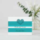 Carte Postale Faire-part Enregistrer la date turquoise triée (Debout devant)