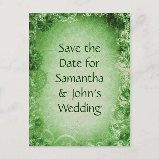 Carte Postale Faire-part Enregistrer la date - Vert (Devant)