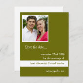 Carte Postale Faire-part enregistrer la date verte (Devant / Derrière)