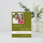 Carte Postale Faire-part enregistrer la date verte (Debout devant)