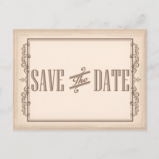 Carte Postale Faire-part Enregistrer la date Vintage (Devant)