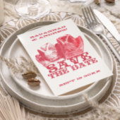 Carte Postale Faire-part Enregistrer la date Western Saddle Pink Cowboy Cas