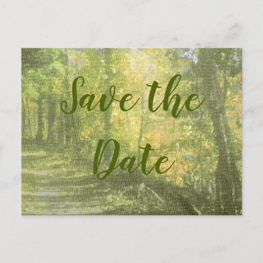 Carte Postale Faire-part Enregistrer la forêt rustique de date (Devant)