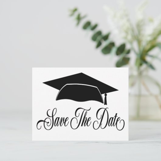 Carte Postale Faire-part Enregistrer La Graduation De Date - Simple Noir Bl (Debout devant)