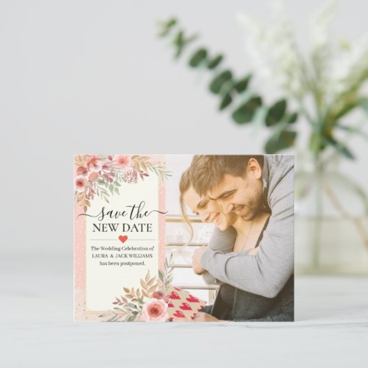 Carte Postale Faire-part Enregistrer la nouvelle date Chic Mariage Postpone (Debout devant)