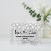 Carte Postale Faire-part Enregistrer la Parties scintillant Date Silver Bal (Debout devant)