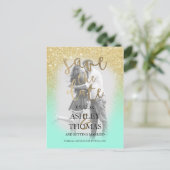 Carte Postale Faire-part Enregistrer la parties scintillant d'or Date (date (Debout devant)