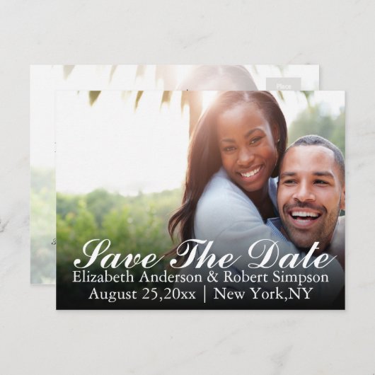 Carte Postale Faire-part Enregistrer la photo Date simple (Devant / Derrière)