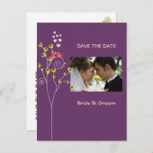 Carte Postale Faire-part Enregistrer la photo de date, inséparables (Devant / Derrière)