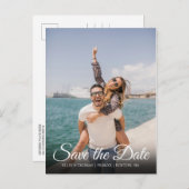 Carte Postale Faire-part Enregistrer la photo moderne du script de date (Devant / Derrière)