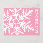 Carte Postale Faire-part Enregistrer Le Flocon De Neige Jumbo Date (Rose / (Devant)