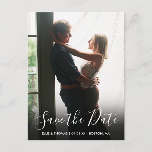 Carte Postale Faire-part Enregistrer le script de date photo (Devant)