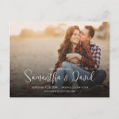 Carte Postale Faire-part Enregistrer le script de date Photo QR Code élégan (Devant)