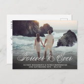 Carte Postale Faire-part Enregistrer le script photo Mariage Date Forever & (Devant / Derrière)