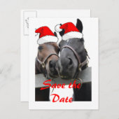 Carte Postale Faire-part Enregistrer les chevaux de la date/Noël (Devant / Derrière)