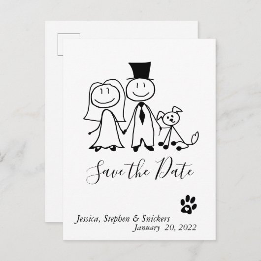 Carte Postale Faire-part Enregistrer les chiffres Amoureux de les chiens de (Devant / Derrière)