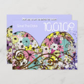 Carte Postale Faire-part Enregistrer les fleurs de date et les Feuilles (Devant / Derrière)