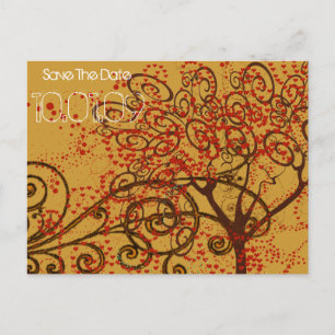 Carte Postale Faire-part Enregistrer les tourbillons de l'arbre de la date