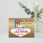 Carte Postale Faire-part Enregistrer l'or Mariage de date Las Vegas (Debout devant)