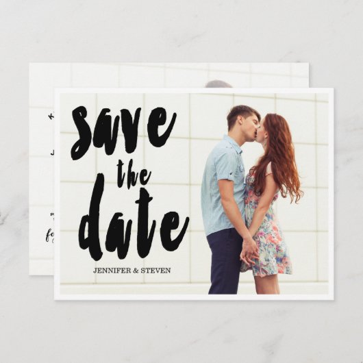 CARTE POSTALE FAIRE-PART ENREGISTRER NOTRE DATE | ENREGISTRER LA DATE D'ANN (Devant / Derrière)