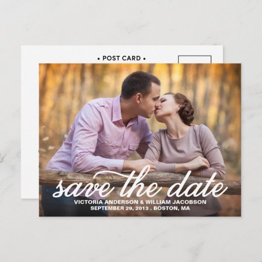 CARTE POSTALE FAIRE-PART ENREGISTRER NOTRE DATE | ENREGISTRER LA DATE D'ANN (Devant / Derrière)