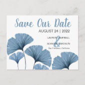 Carte Postale Faire-part Enregistrer notre date Mariage bleu et blanc (Devant)