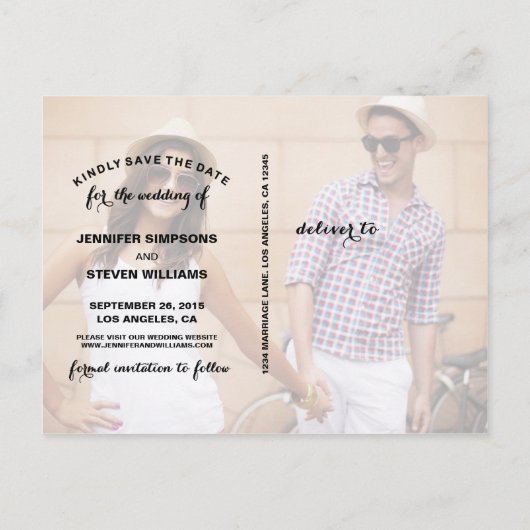 Carte Postale Faire-part Enregistrer notre photo Date (Dos)